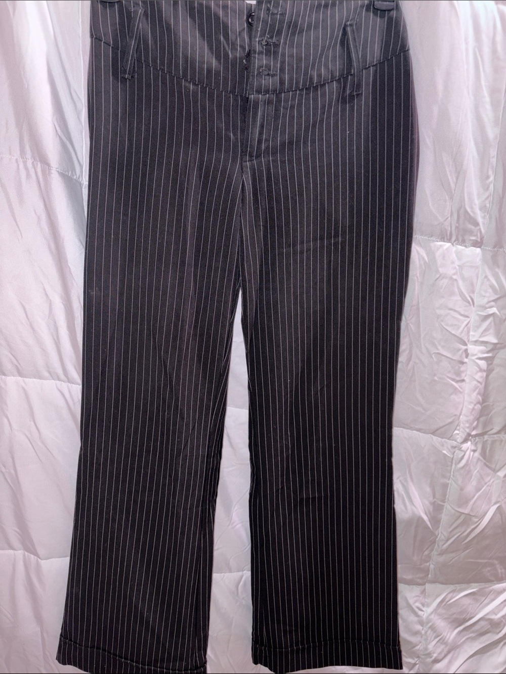 Goddess Black Pinstripe Wide Leg Trousers